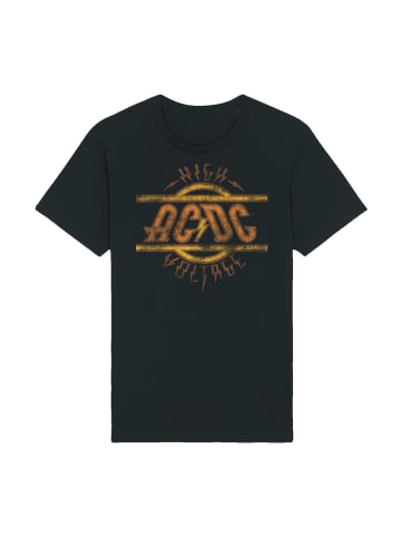 F4NT4STIC T-Shirt AC/DC Rock Musik Band High Voltage Logo Distressed in schwarz