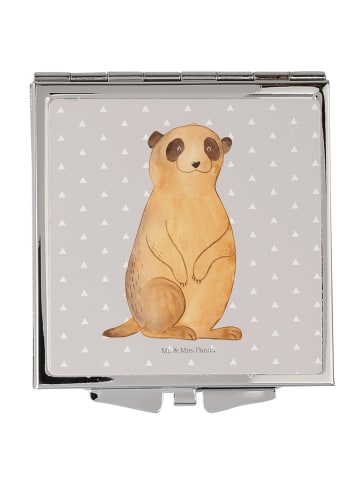 Mr. & Mrs. Panda Handtaschenspiegel quadratisch Erdmännchen ohne... in Grau Pastell