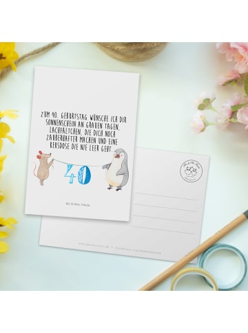 Mr. & Mrs. Panda Wanddeko 40. Geburtstag Maus Pinguin mit Spruch in Weiß