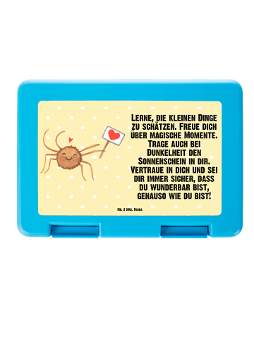 Mr. & Mrs. Panda Snackbox Spinne Agathe Motivation mit Spruch in Gelb Pastell