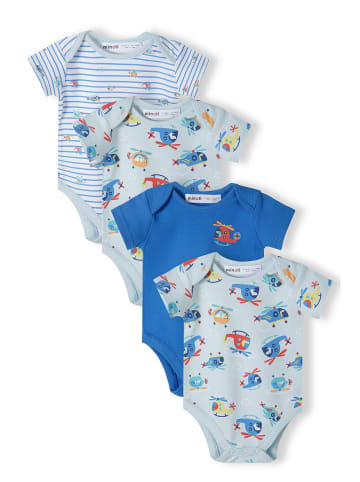 Minoti 4tlg. Set: Kurzarmbody 15mbaby 12 in blau