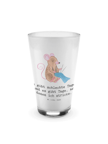 Mr. & Mrs. Panda Wasserglas Maus Stricken mit Spruch in Transparent