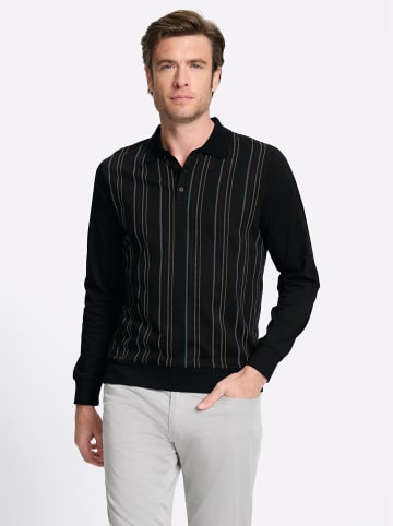 WITT WEIDEN Langarm-Poloshirt in schwarz-gestreift