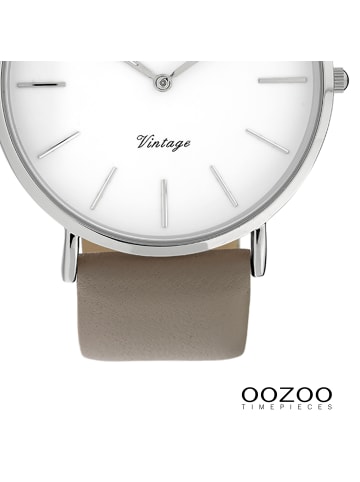 Oozoo Armbanduhr Oozoo Vintage Series grau, taupe groß (ca. 40mm)