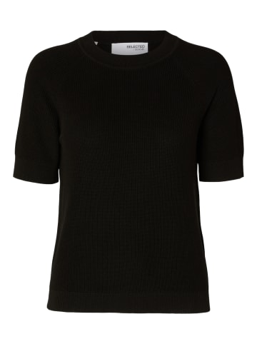 SELECTED FEMME Strickpullover mit Rundhalsausschnitt und halblangen Ärmeln in Schwarz