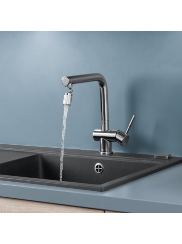 puregreen Strahlregler für Wasserarmaturen 2,4cm Edelstahl mit Gelenk Silber