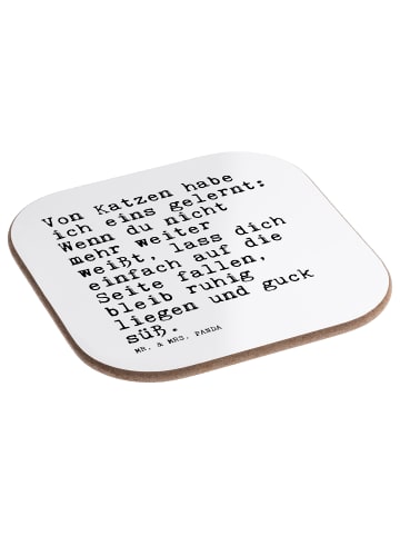 Mr. & Mrs. Panda Glasuntersetzer Von Katzen habe ich... mit Spruch in Weiß