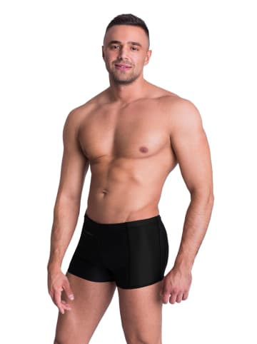 Aquarti Aquarti Herren Badehose mit Reißverschlusstasche in schwarz