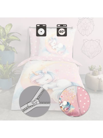 Good Morning Renforcé Kinder-Wendebettwäsche in rosa