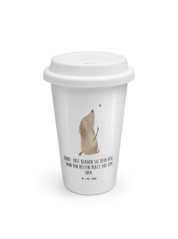 Mr. & Mrs. Panda Becher Hund Liebe mit Spruch in Weiß