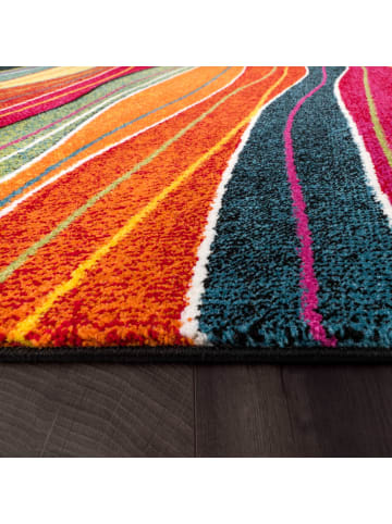 KADIMA DESIGN Teppich Kurzflor Wellen Wohnzimmer in Mehrfarbig