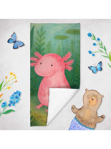 Mr. & Mrs. Panda Badehandtuch Axolotl Niedlich Design ohne Spruch in Grau Pastell