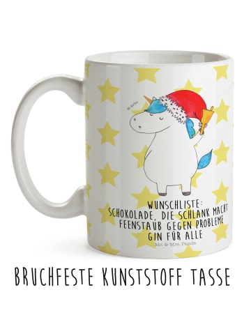 Mr. & Mrs. Panda Kindertasse Einhorn Weihnachtsmann mit Spruch in Weiß