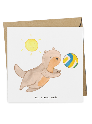 Mr. & Mrs. Panda Grußkarte Otter Beachvolleyball ohne Spruch in Weiß