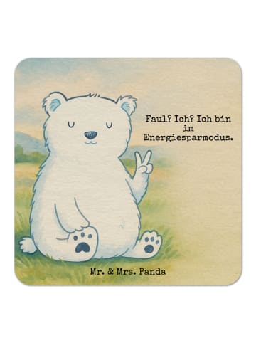 Mr. & Mrs. Panda Bierdeckel Eisbär Faul Design mit Spruch in Weiß