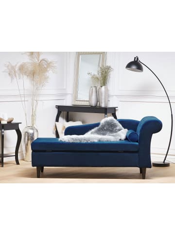 Beliani Chaiselongue LUIRO in Blau/Braun - (W) 160 x (H) 77 x (L) 70 cm