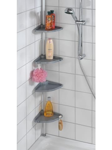 Wenko Teleskop Badregal Eckregal 4 Ebenen grau in Grau, (B) 26 x (L) 19,5 cm