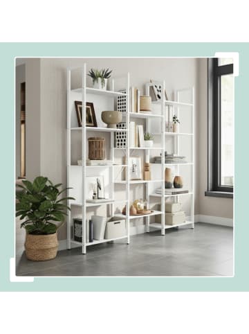 relaxdays Bücherregal in Weiß - (B)158 x (H)166 x (T)24 cm