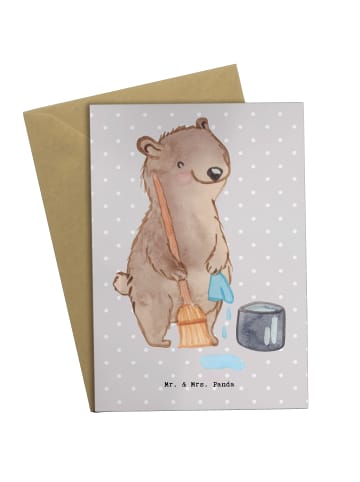 Mr. & Mrs. Panda Beileidskarte Reinigungskraft Herz ohne Spruch in Grau Pastell