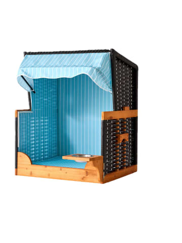 Hundestrandkorb "Gestreift" in Hellblau / Natur – (B)75 x (H)95 x (T)65 cm