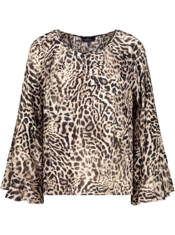 monari Bluse mit Leo-Muster und Trompetenärmeln in Dark Chocolate Gemustert