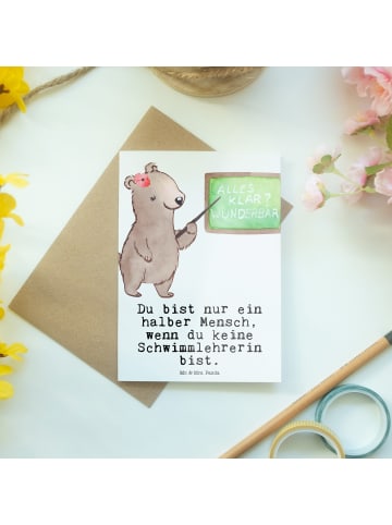 Mr. & Mrs. Panda Grußkarte Schwimmlehrerin Herz mit Spruch in Weiß