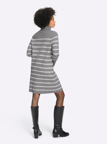 Heine Strickkleid in grau-ecru-gestreift
