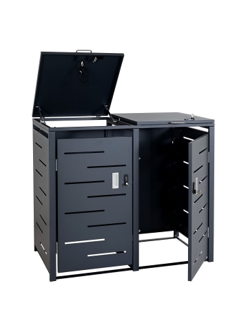 MCW 2er-Mülltonnenverkleidung E83 erweiterbar, Anthrazit, Stahl 38kg