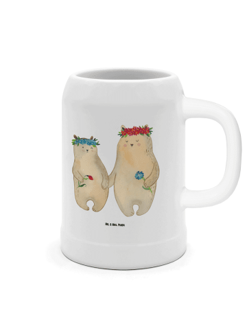 Mr. & Mrs. Panda Krug Bären mit Blumenkranz ohne Spruch in Weiß