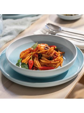 like. by Villeroy & Boch 6er Set Pastaschalen Perlemor Aqua ø 22,2 cm in blau