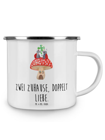 Mr. & Mrs. Panda Emaille Becher Trennung von den Eltern mit Spruch in Weiß