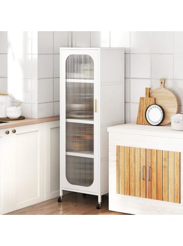 COSTWAY 5-stöckiger Küchenschrank auf Rollen in Weiß