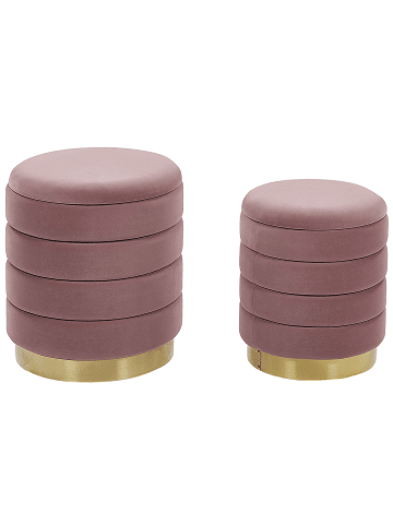 Beliani 2er-Set Pouf GARLAND in Rosa/Gold