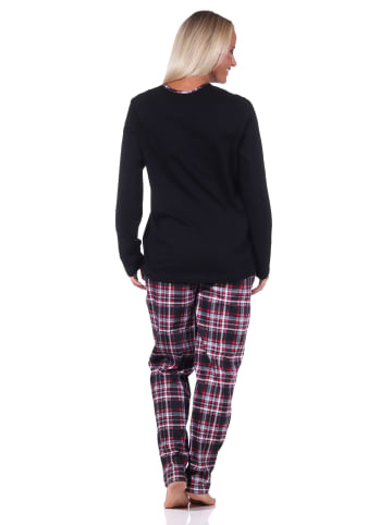 NORMANN Pyjama lang Karohose - 69309 in schwarz