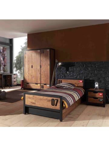 58 aufm Kessel KINDERZIMMER Set komplett Kameko 9 Massivholz+MDF Schwarz/Cognac