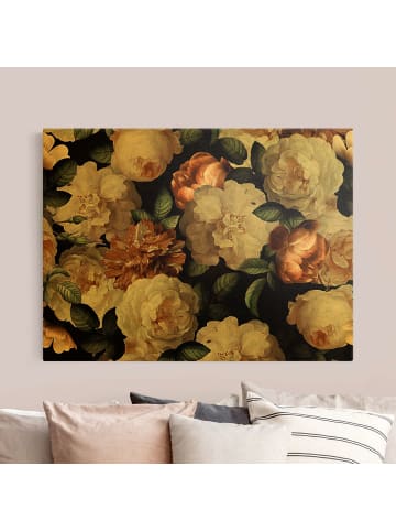 WALLART Leinwandbild Gold - Rote Rosen mit Weißen Rosen in Creme-Beige