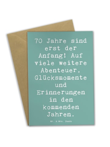 Mr. & Mrs. Panda Klappkarte Spruch 70. Geburtstag Beginn mit Spruch in Meeresbrise