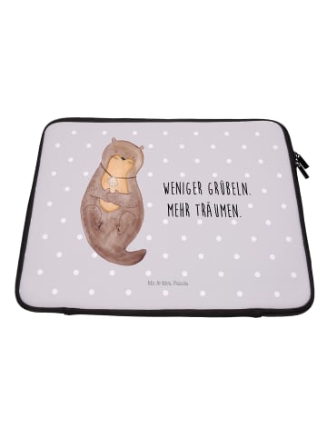 Mr. & Mrs. Panda Notebook Tasche Otter Muschel mit Spruch in Grau Pastell