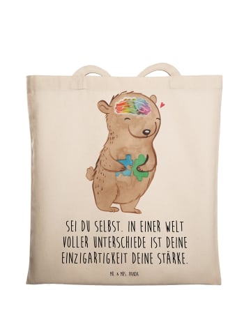 Mr. & Mrs. Panda Jutebeutel Bär Autismus mit Spruch in Creme