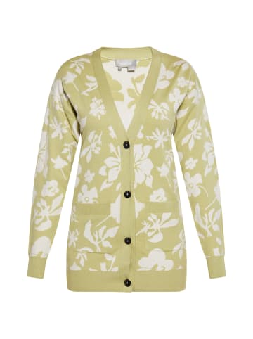 Usha Damen Cardigan in HELLGRÜN WOLLWEISS