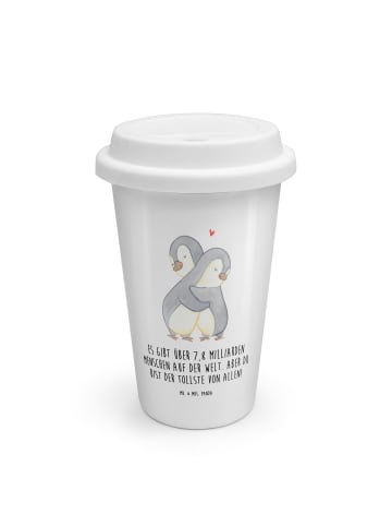 Mr. & Mrs. Panda To Go Becher Pinguine Kuscheln mit Spruch in Weiß