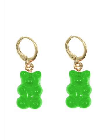 Gemshine Ohrhänger Gummibär Grün in gold coloured