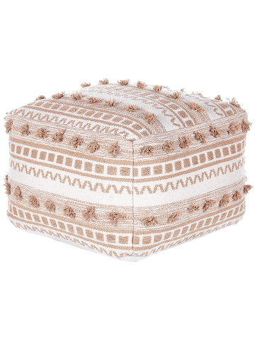 Beliani Pouf KARAW in Beige - (W) 50 x (H) 35 x (L) 50 cm