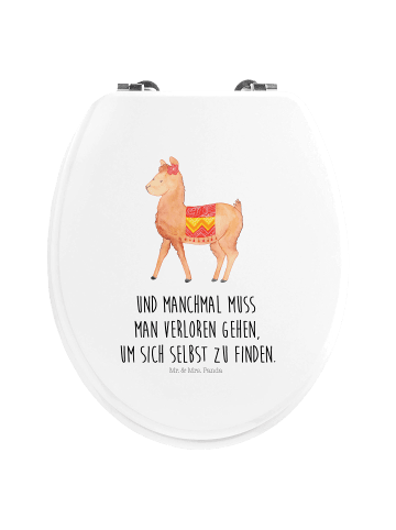 Mr. & Mrs. Panda WC Brille Alpaka Stolz mit Spruch in Weiß