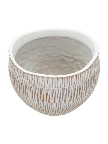 Mauro Ferretti Weißer Übertopf aus Kunstharz mit geometrischen Linien, Ø 26 x 20,5 cm
