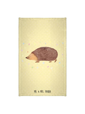 Mr. & Mrs. Panda Gästehandtuch Igel Herzen ohne Spruch in Gelb Pastell