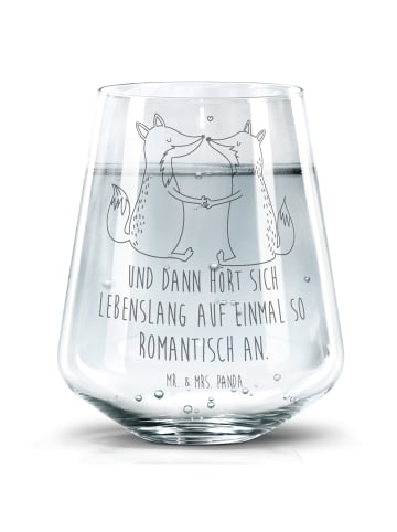 Mr. & Mrs. Panda Trinkglas Füchse Liebe mit Spruch in Transparent
