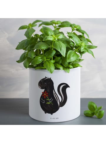 Mr. & Mrs. Panda Blumentopf Stinktier Blume ohne Spruch in Weiß