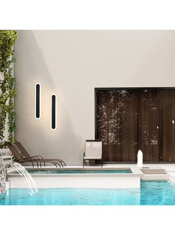 ZMH Wandleuchte LED in schwarz oval 10W Acryl warmweiß Außenwandlampe L 50cm