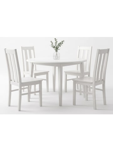 Feldmann-Wohnen Esszimmer-Set Belluno Elegante 5-tlg. Kiefer Weiß 90/90/74,5cm